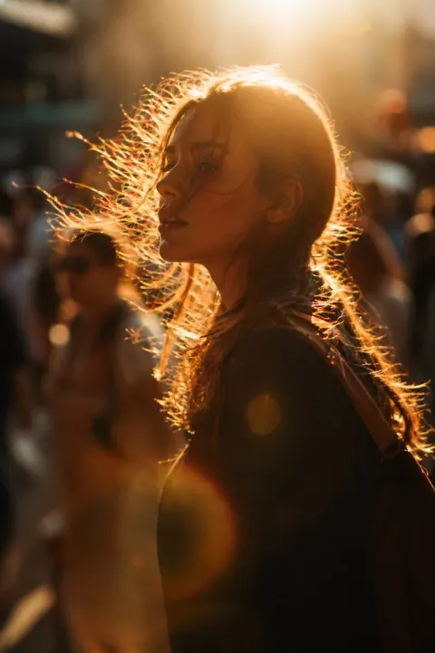 Golden Hour Street Side-Profile Portrait