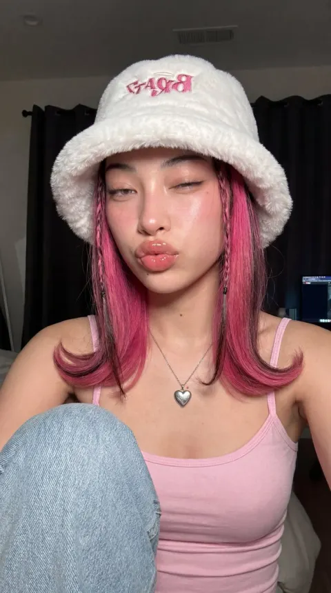 Y2K Bedroom Pink Hair Selfie