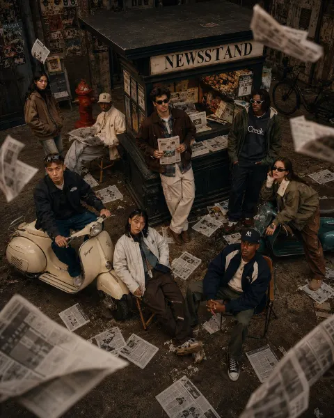 Retro Newsstand Fashion Scene