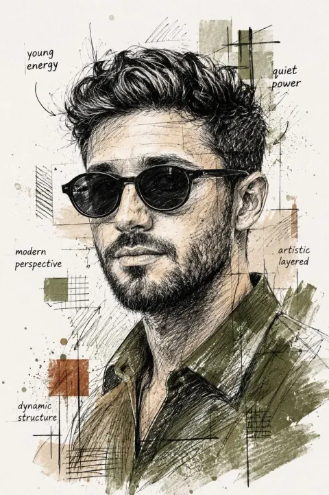 Artistic Sketch Portrait Young Man