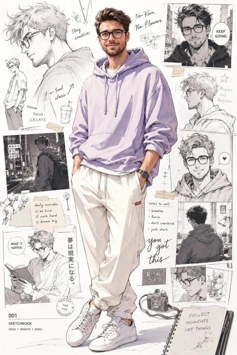 Anime-Inspired Pastel Hoodie Portrait