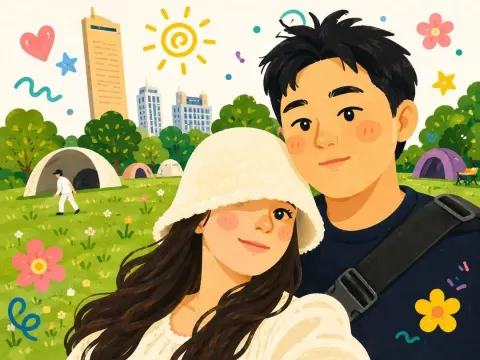 Korean Webtoon Couple Selfie