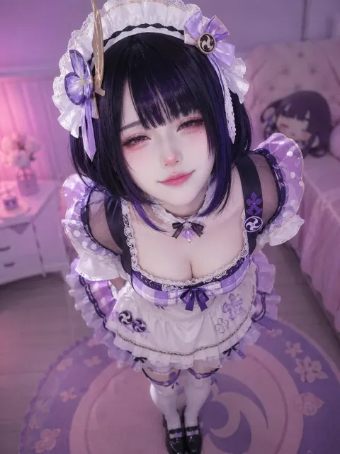 Overhead Wide-Angle Perspective Maid Chef Cosplay