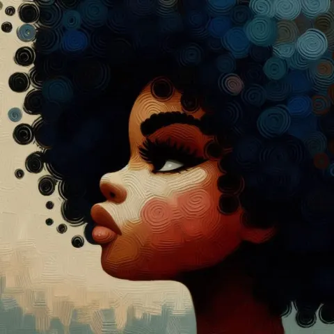 Childlike Afro Woman Profile Illustration