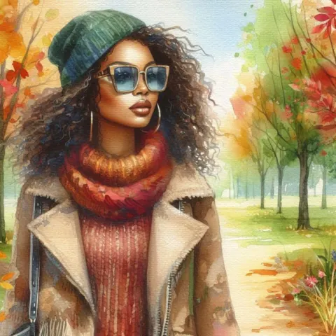 Multicultural Woman in Fall Park
