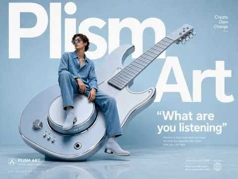 Avant-Garde Guitar Sculpture Fashion Advertisement