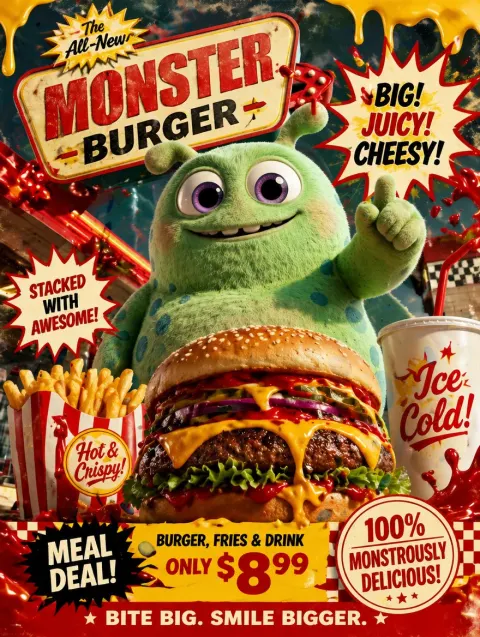Fast Food Character Poster