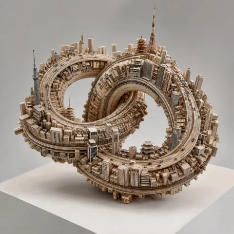 Miniature City Knot Sculpture