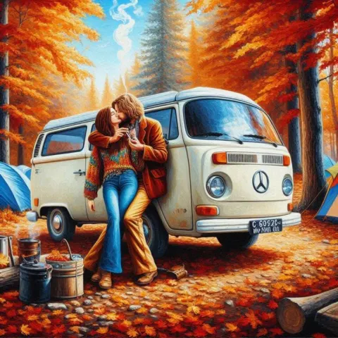 1970s Hippie Van at Autumn Campground