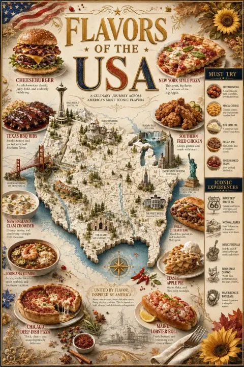 Flavors of USA Luxury Travel Poster