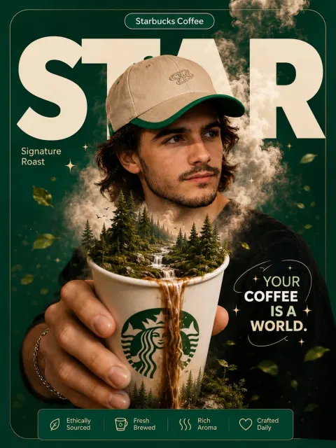 Starbucks Coffee World Surreal Poster