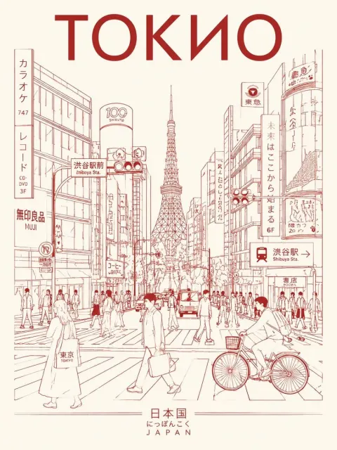 Tokyo Minimalist Line-Art Travel Poster