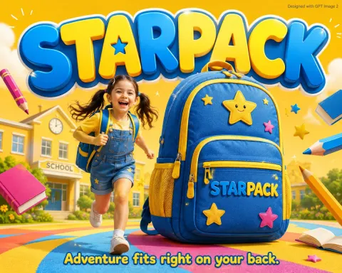 Kids Backpack Cartoon Ad Poster