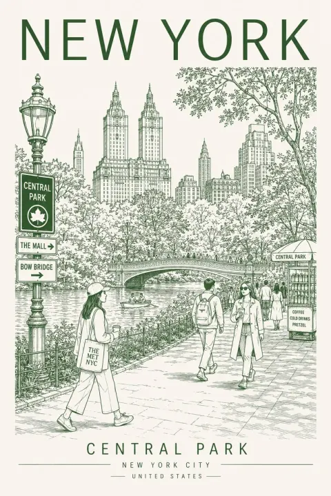 Minimalist City Line-Art Travel Poster