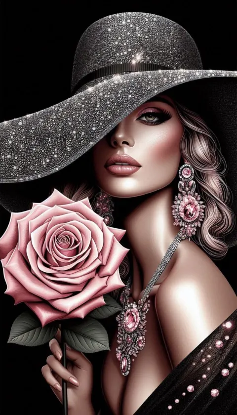 Glamorous Woman with Diamond Hat