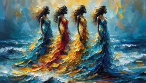Ethereal African Women in Flowing Dresses