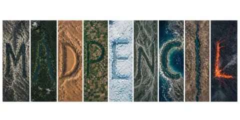 Satellite Terrain Letter Typography Map
