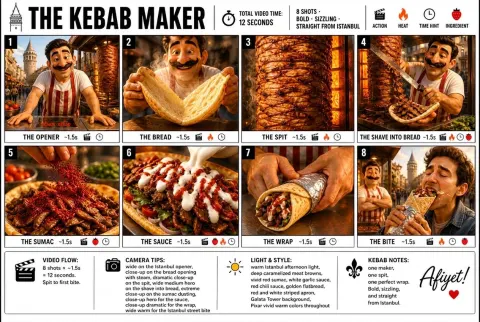 Pixar 3D Kebab Maker Storyboard Poster