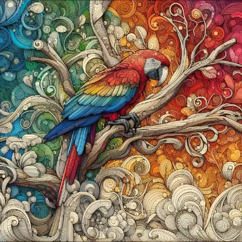 Retro Parrot Symbolism in Nature