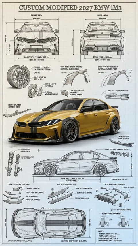 Custom Car Blueprint Sketch Render