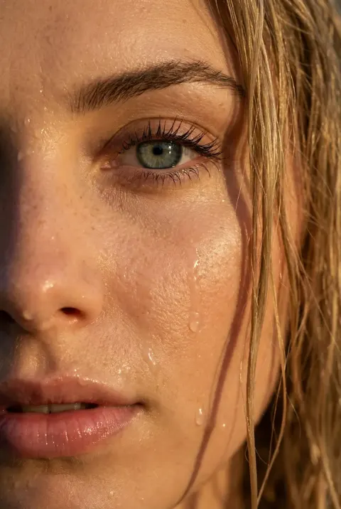 Golden Hour Wet Skin Close-up