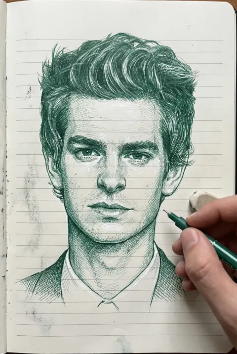 Green Ink Sketch Portrait