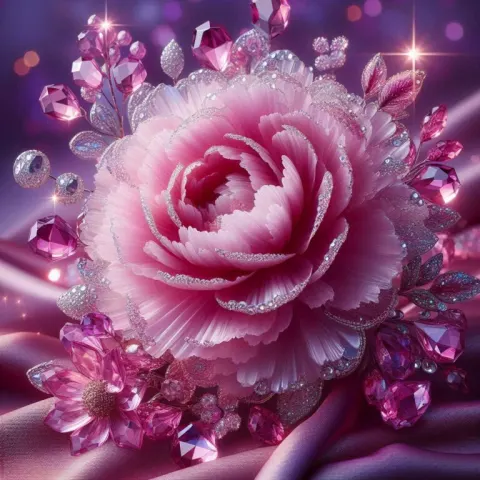 Pink Crystal Peony on Velvet