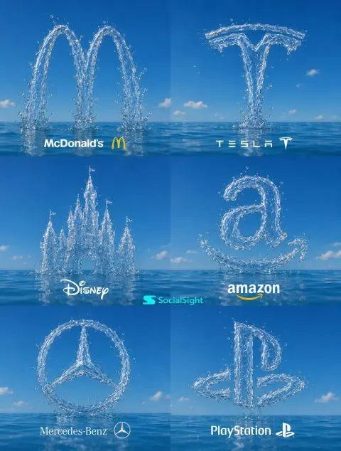 Water Sculpture Brand Logo Six Grid