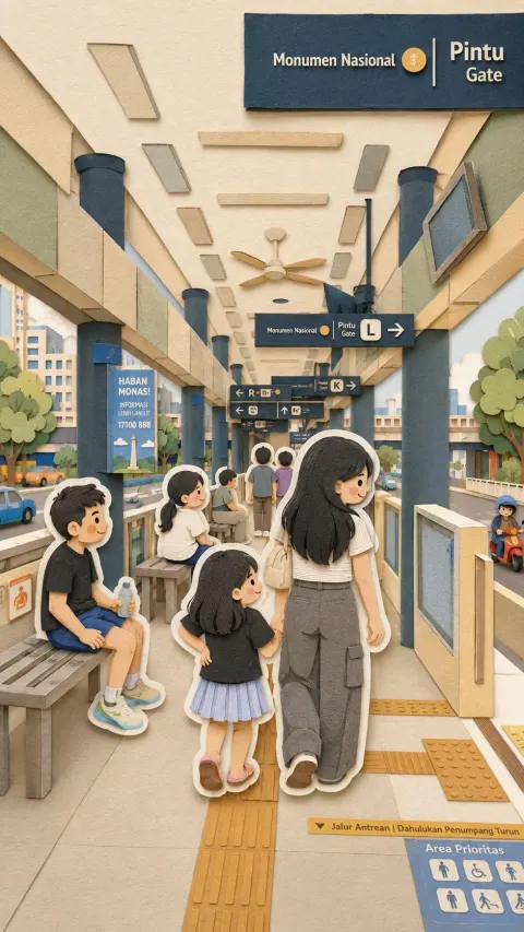 Family Trip Paper Cut Collage