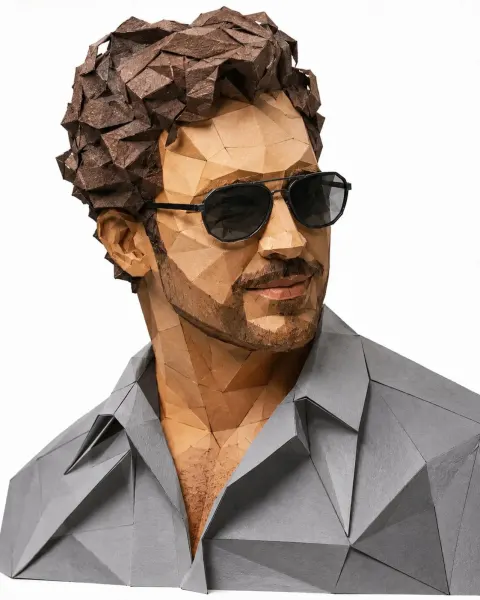 Low Poly Paper Craft Male Portrait