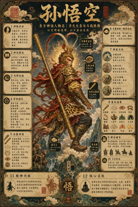 Eastern Mythology Figures Encyclopedia Poster