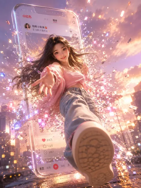 Xiaohongshu Digital Screen Break 3D Girl
