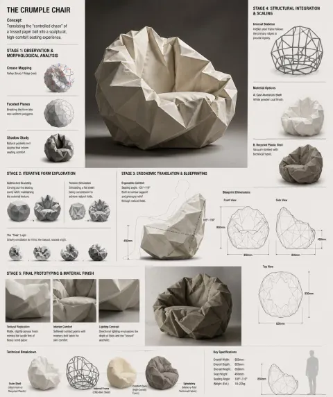 Crumple Chair Concept Sofa Development Board