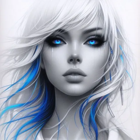 Cyberpunk Woman with Icy Blue Eyes