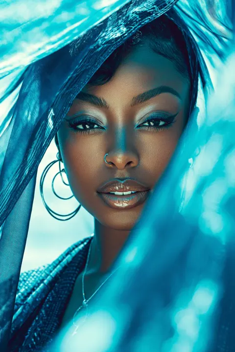 Luxurious Glamour Black Woman Seaside Photography