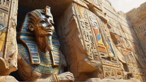 Egyptian Mummy Emerging from Colorful Wall