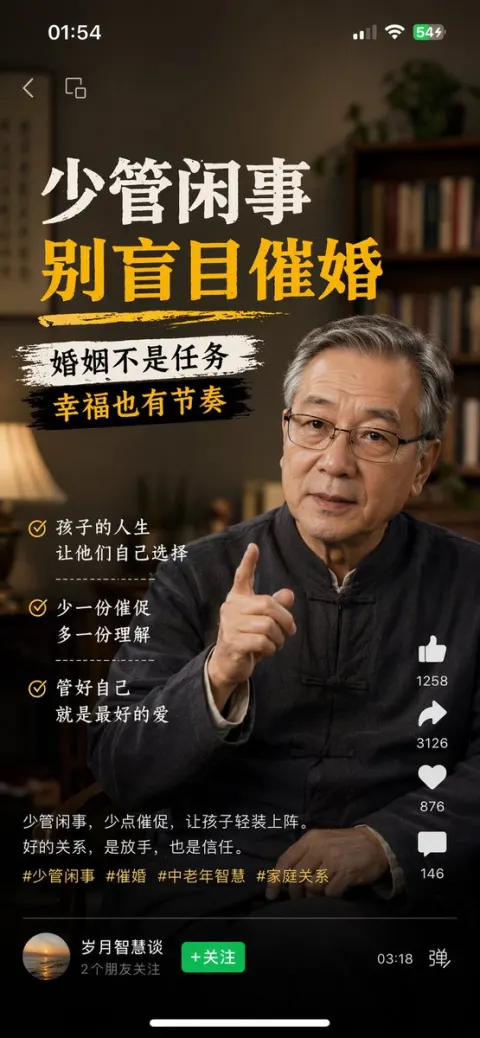 Heartwarming WeChat Channels Screenshot Refusing Marriage Pressure