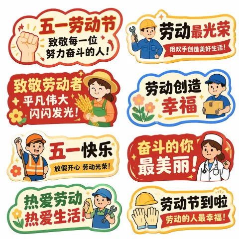May Day Labor Day Handheld Sign Creative Design Set