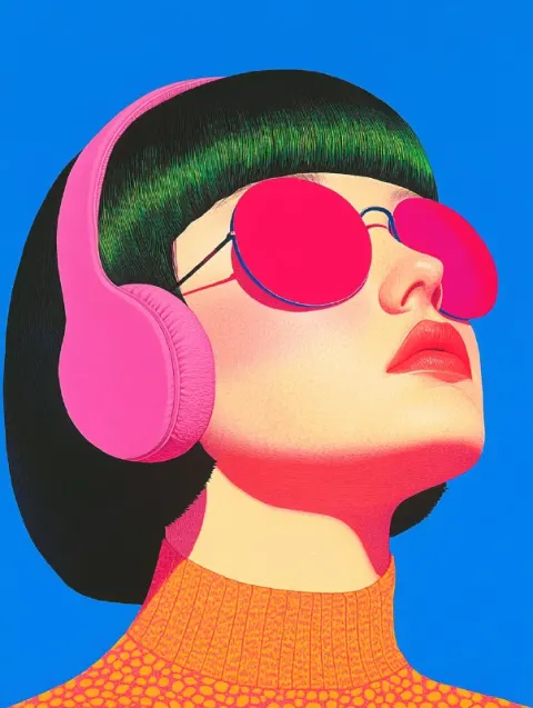 Short Haircut with Sunglasses and Headphones