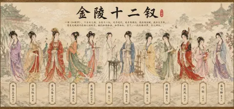 Chinese Gongbi Eight Immortals Scroll Illustration