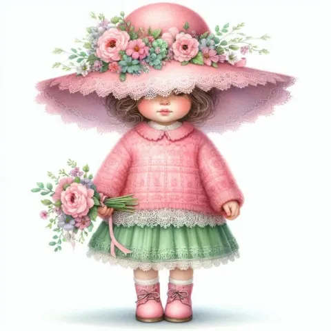 Adorable Toddler in Flowered Hat