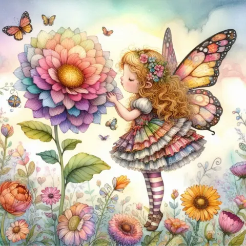 Fairy Kissing Flower in Fantasy Garden