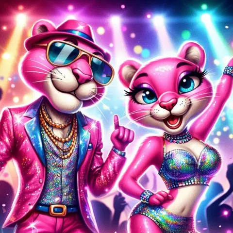 Whimsical Pink Panthers Dance Party
