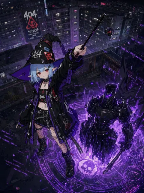 YouTube Thumbnail - Cyberpunk 404 Witch Summoning