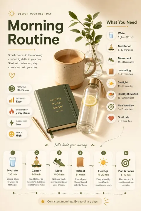 Modern Minimal Daily Routine Infographic