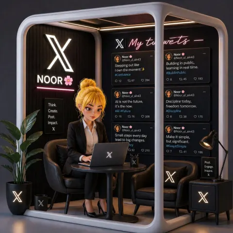 X Brand Office Kiosk Under Neon Lights