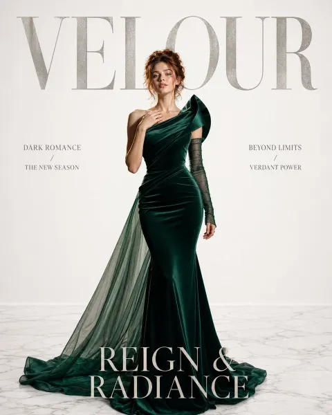 Luxury Emerald Haute Couture Cover Editorial