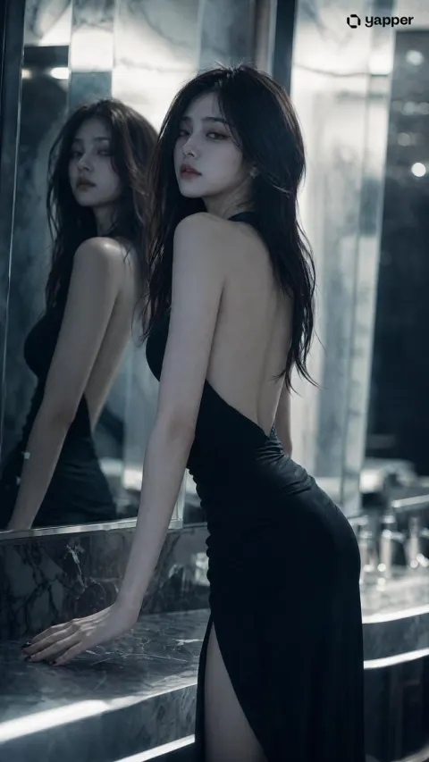 Mirror Reflection of a Cold Elegant High Fashion Face