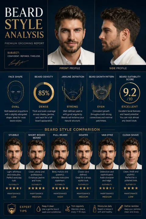 Premium Mens Beard Style Analysis Poster