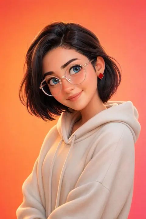 Pixar Style 3D Sweet Young Adult Portrait